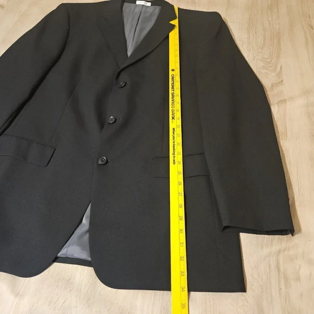 Geoffrey Beene Mens Size 44L Black Wool Blazer Sports Coat